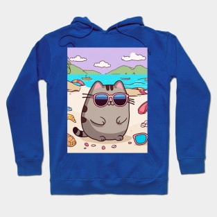 Cute pusheen enjoying a day on the beach Hoodie